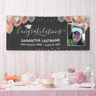 Pink and Silver Balloons Graduation 2022 Banner