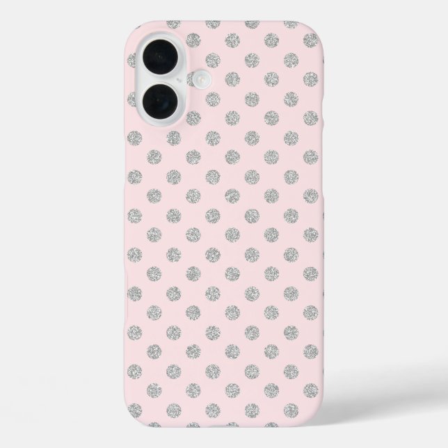 Pink and Silver Faux Glitter Polka Dots Pattern Case-Mate iPhone Case (Back)