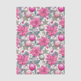Pink and silver Festive Christmas Pattern Tissue Paper