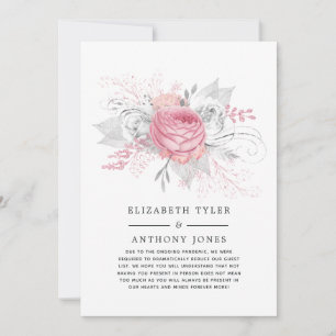 Pink and Silver Floral Reduced Wedding Guest Announcement