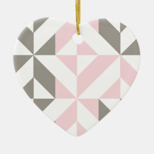 Pink and Silver Geometric ZigZag Ceramic Tree Decoration
