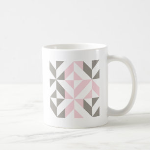 Pink and Silver Geometric ZigZag Coffee Mug