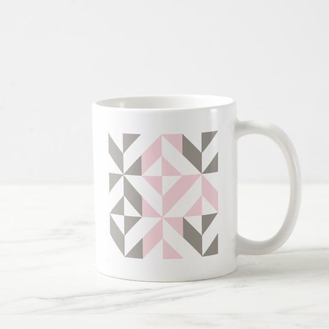 Pink and Silver Geometric ZigZag Coffee Mug (Right)