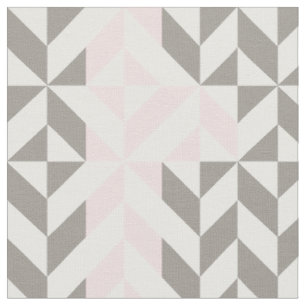 Pink and Silver Geometric ZigZag Fabric