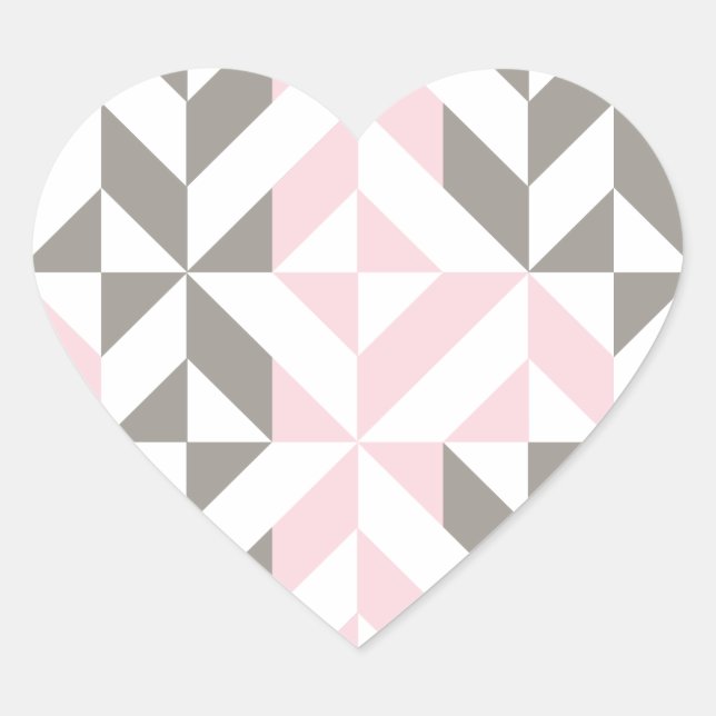 Pink and Silver Geometric ZigZag Heart Sticker (Front)