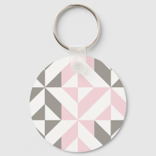 Pink and Silver Geometric ZigZag Key Ring