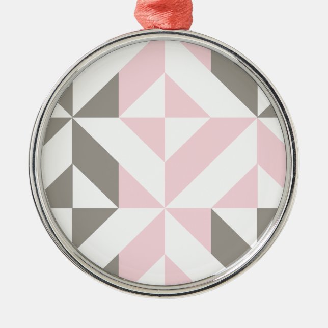 Pink and Silver Geometric ZigZag Metal Tree Decoration (Front)