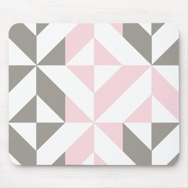 Pink and Silver Geometric ZigZag Mouse Mat (Front)