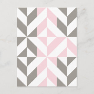 Pink and Silver Geometric ZigZag Postcard