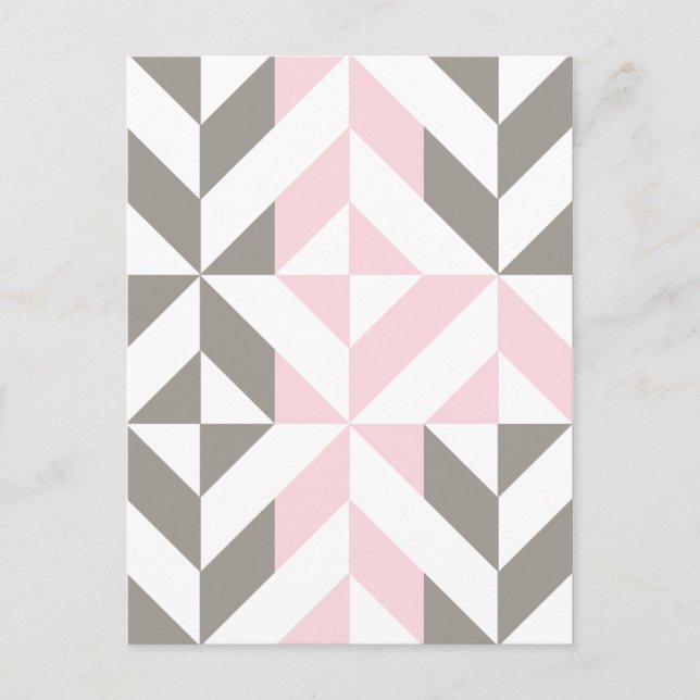 Pink and Silver Geometric ZigZag Postcard (Front)