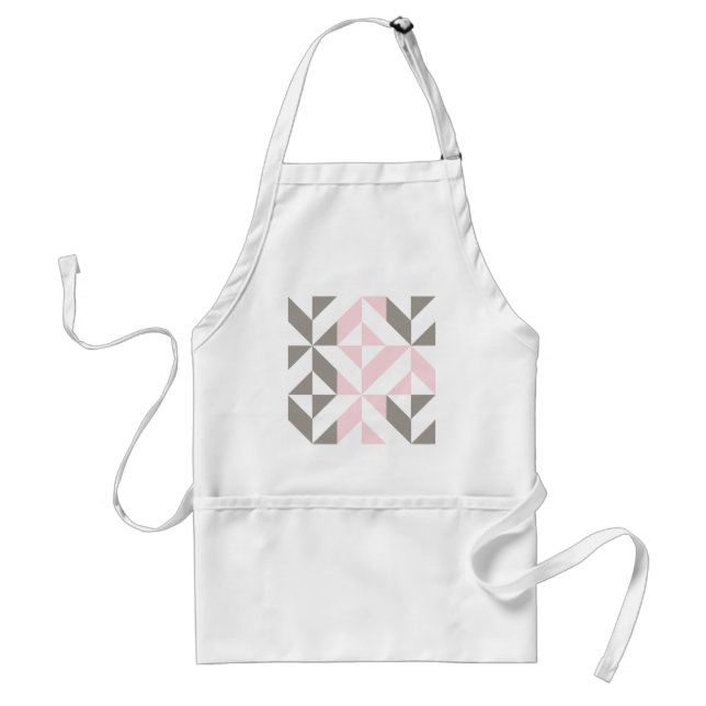 Pink and Silver Geometric ZigZag Standard Apron (Front)