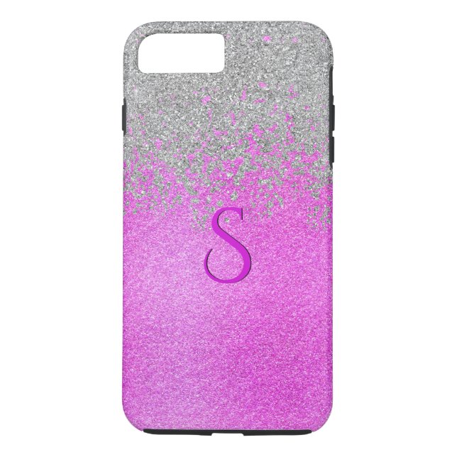 Pink and Silver Glittery iPhone 7 Plus case (Back)