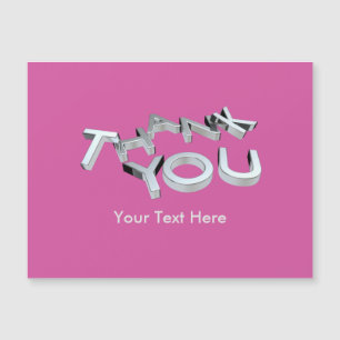 Pink and Silver Magnetic Thank You Card