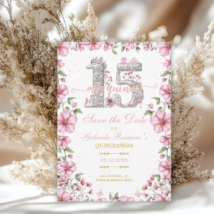 Pink and Silver Miss Quince Quinceañera Save The Date