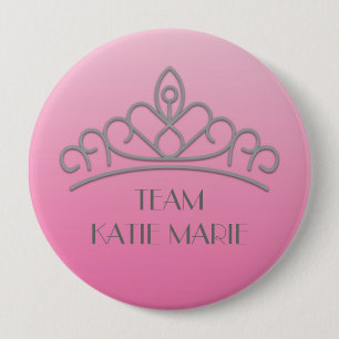 Pink and Silver Pageant Tiara Support / Team 10 Cm Round Badge