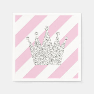 Pink and Silver Princess Crown Napkins