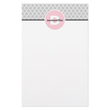 Pink and Silver Quatrefoil Monogram
