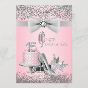 Pink and Silver Quinceanera Invitation