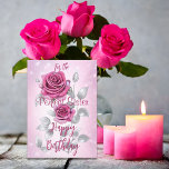 Pink and Silver Roses Perfect Sister Birthday Card<br><div class="desc">Show your sister some love with our beautiful watercolor pink rose birthday card! 🌸 This feminine and elegant design sets the stage for a heartfelt birthday message. Inside, you'll find a special wish that you can personalise to make her day even more memorable. Celebrate your bond with this beautiful pink...</div>