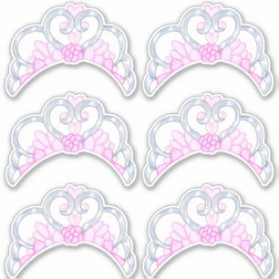 Pink and Silver Tiara Sticker Sheet