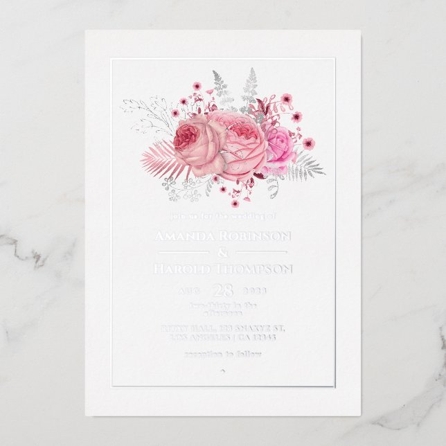 Pink and Silver Tropical Floral Wedding (Front)