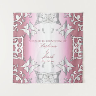 Pink And Silver Vintage Antique Elegant Wedding  Tapestry