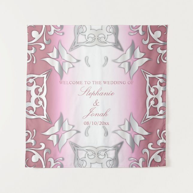 Pink And Silver Vintage Antique Elegant Wedding  Tapestry (Front)