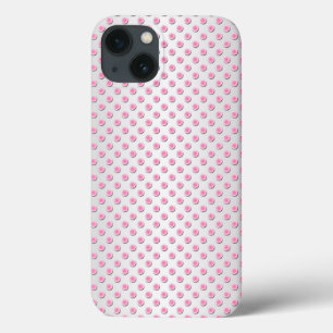 Pink and Silvery White Polka Dot Pattern iPhone 13 Case