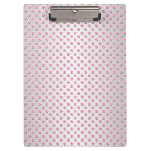 Pink and Silvery White Polka Dot Pattern Clipboard