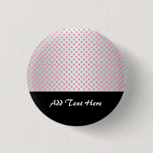 Pink and Silvery White Polka Dots Pattern 3 Cm Round Badge