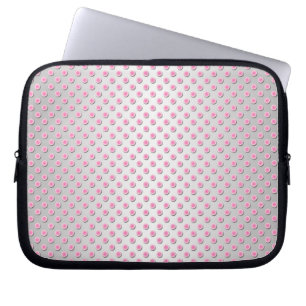 Pink and Silvery White Polka Dots Pattern Laptop Sleeve