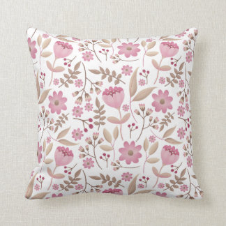 Pink and Soft Beige Peonies Blossom Cushion