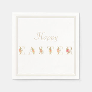 Pink and Tan Floral Easter Napkins