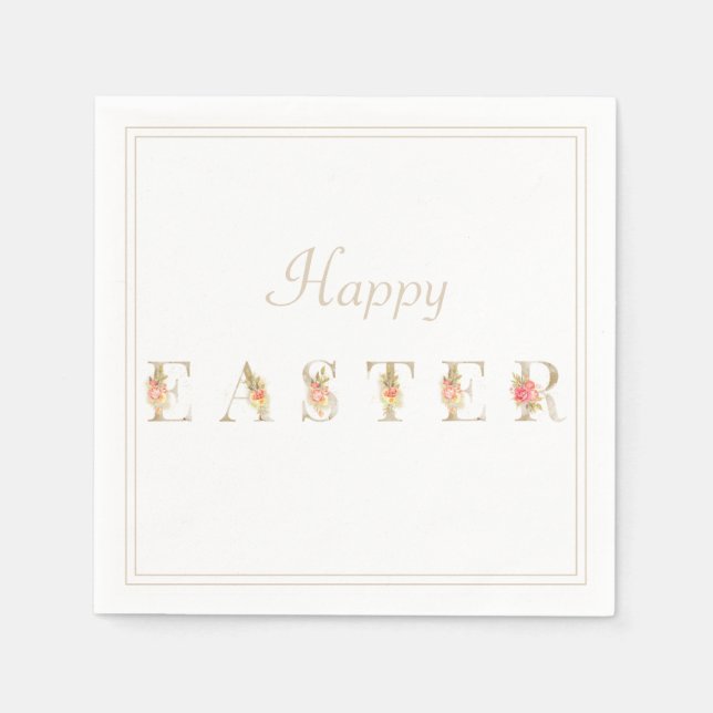 Pink and Tan Floral Easter Napkins (Front)