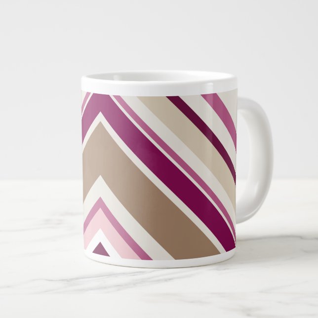 Pink and Tan Large Coffee Mug (Front Right)