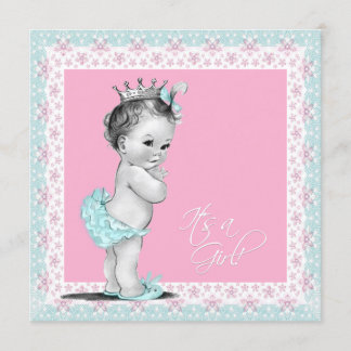 Pink and Teal Blue Baby Shower Invitation