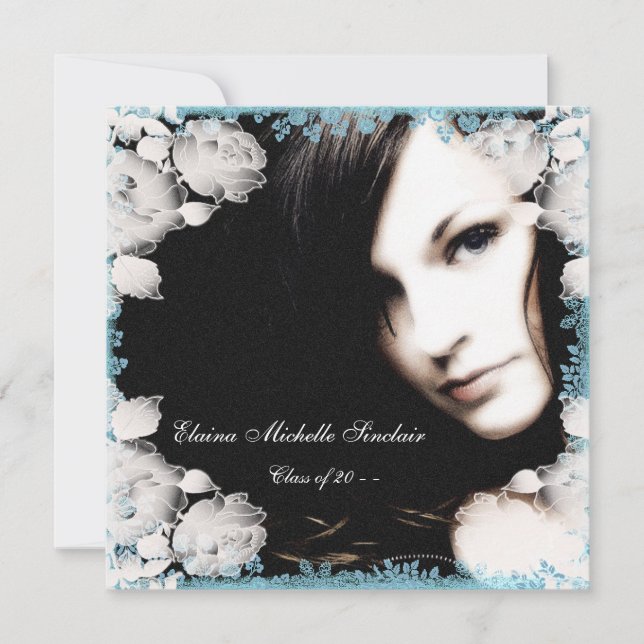 Pink and Teal Blue Girls Photo Graduation Invitation (Front)