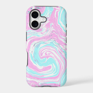 Pink and Teal Blue Swirls Fluid Art Marble Like