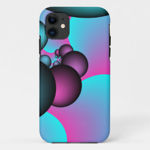 pink and teal bubbles iPhone 11 case