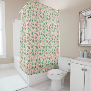 Pink and Teal Cactus Southwestern Shower Curtain