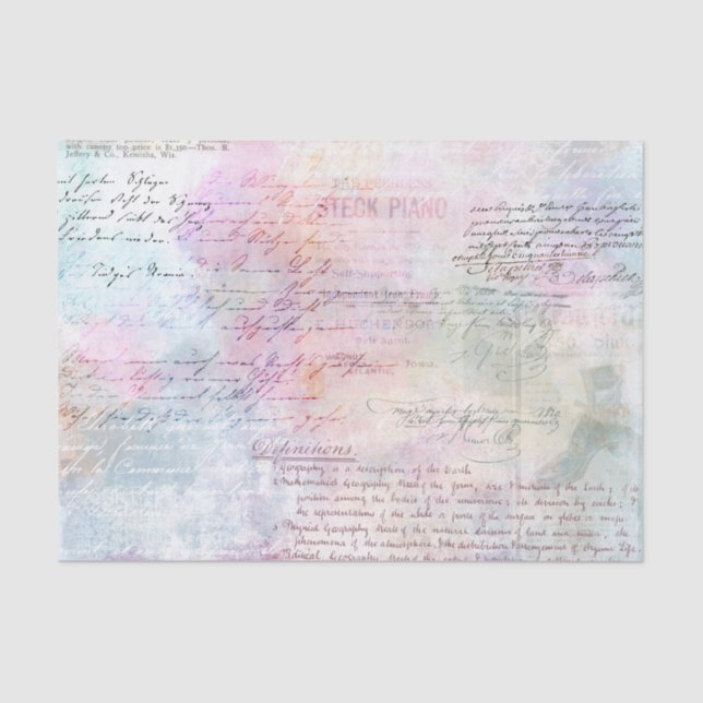 Pink and Teal Ephemera Tissue Paper (Front)