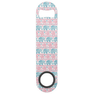 Pink And Teal Ethnic Elephant Pattern