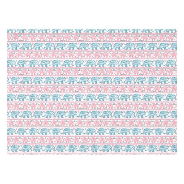 Pink And Teal Ethnic Elephant Pattern Tablecloth (Front (Horizontal))