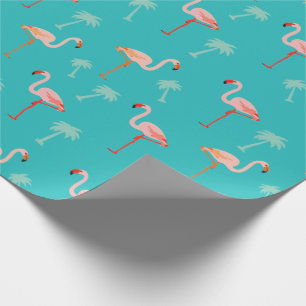 Pink and Teal Flamingo Pattern wrapping paper