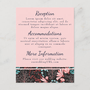Pink and Teal Floral Reception Cards