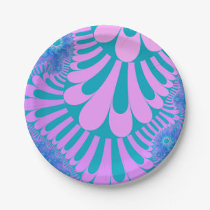 Pink and Teal Loop Paper Plate