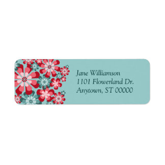 Pink and Teal Mod Flowers Custom Address Labels