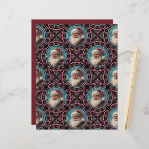 Pink and Teal Retro Santa Mandala Tile Scrapbook