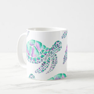 Pink and Teal Sea Turtle Mug