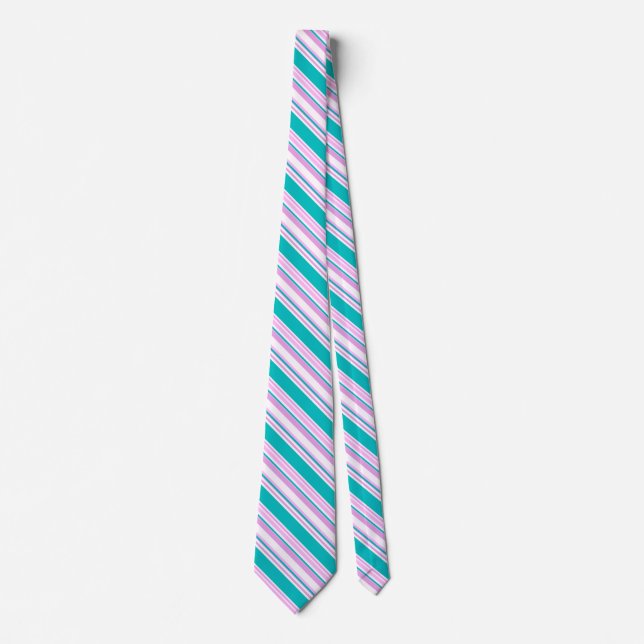 Pink and Teal Striped Tie (Front)